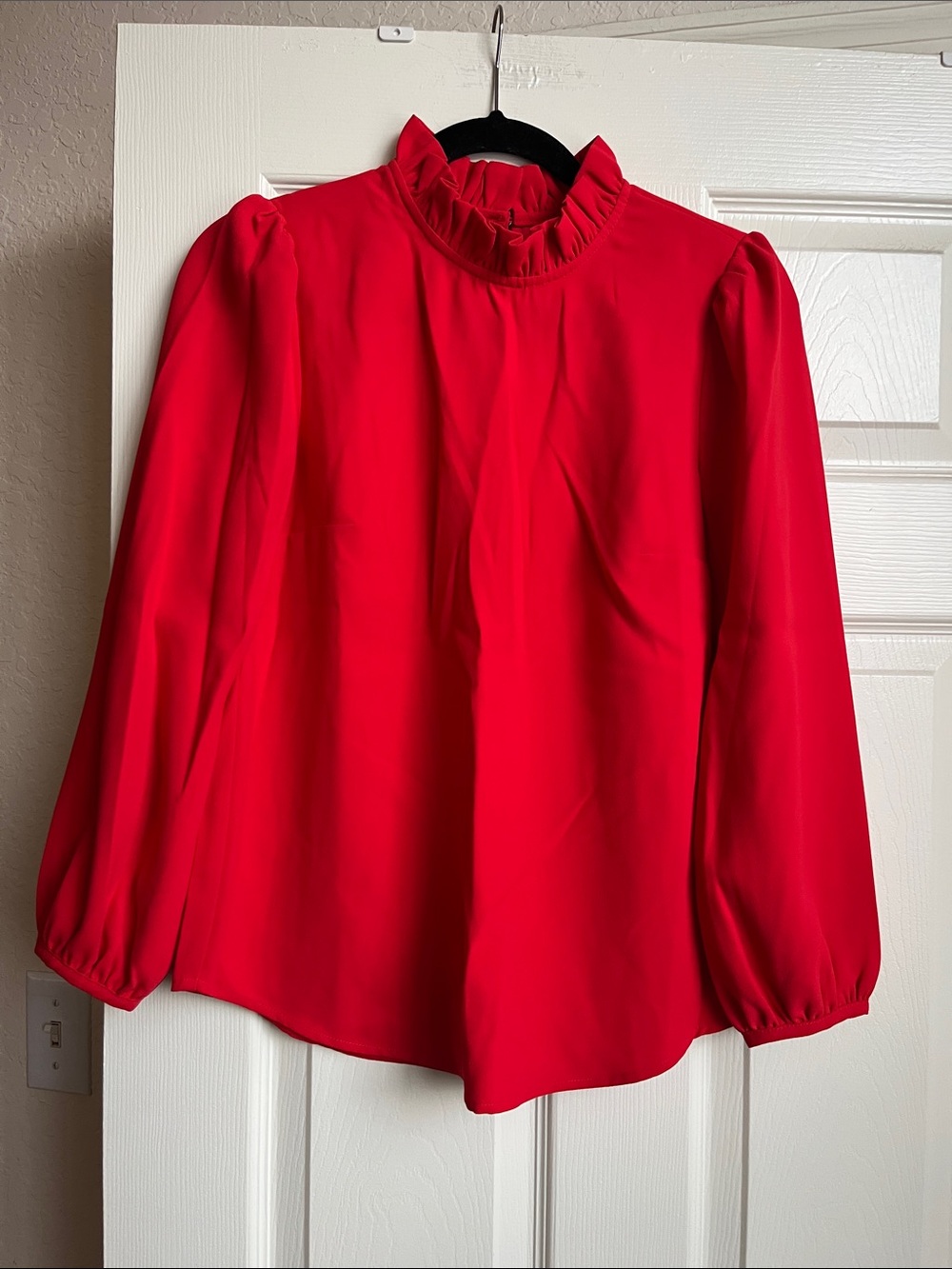 NWT J. Crew Red Ruffle-Neck Blouse